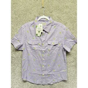 Jachs New York Mens Medium Button Shirt Stretch Peach Poplin Purple Cocktail NWT